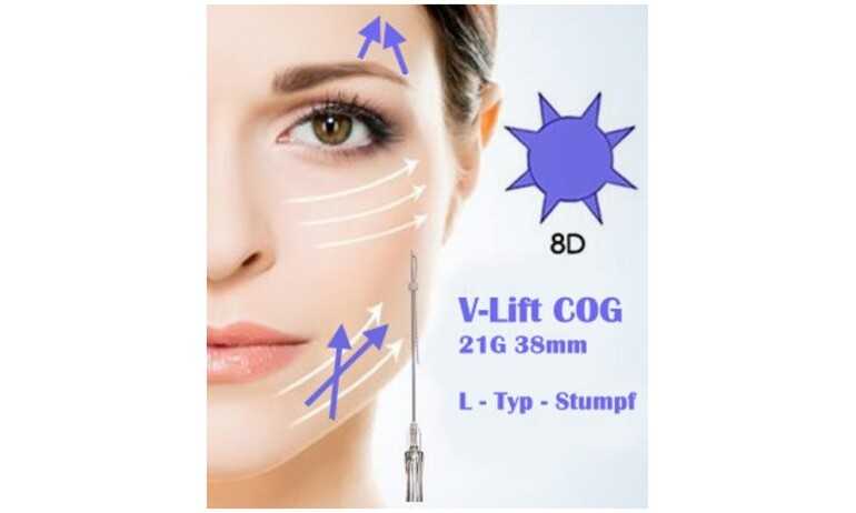 PDO Fäden COG 4-1 8D 21G 38mm V-Lift, L Typ