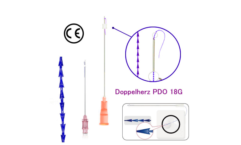 PDO Fäden Doppelherz gemoldet,Extra Stark, 18G 100mm x 150mm ,L-Typ Stumpf